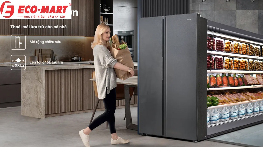 9 điểm nhấn đánh chú ý của tủ lạnh Aqua AQR-S682XA(BL) Inverter 646L