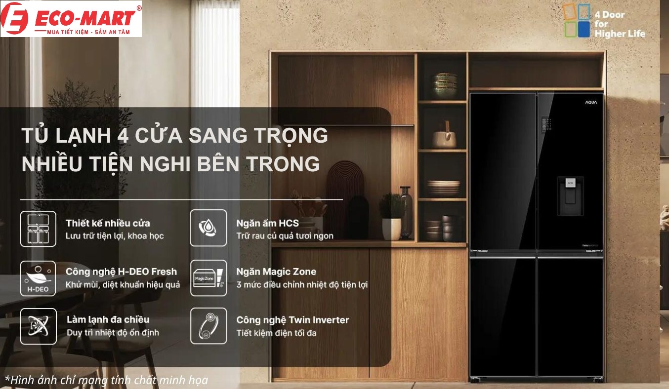 10 điểm nhất của tủ lạnh Aqua AQR-M536XA(WGB) Inverter 469 lít