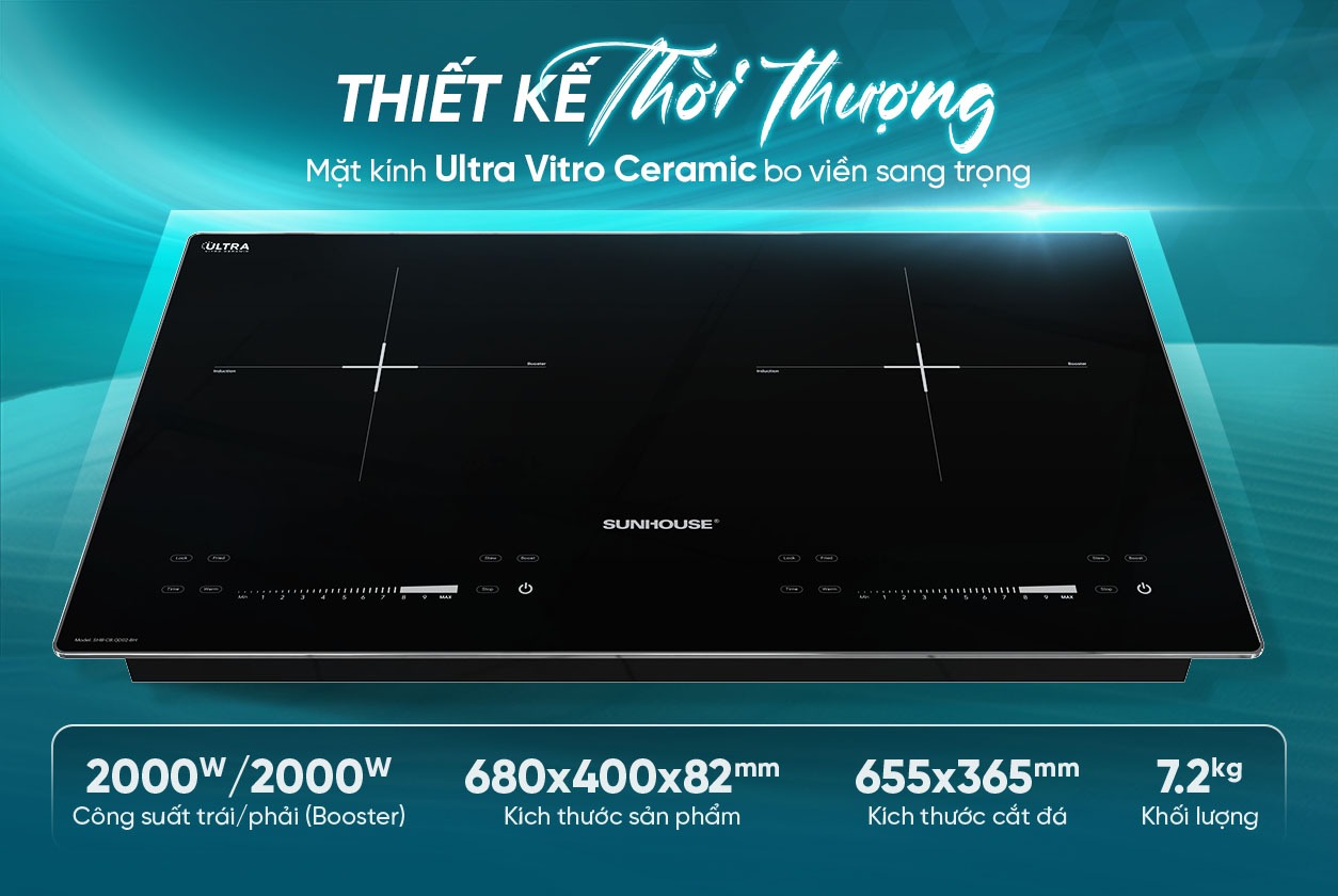 Review chi tiết về bếp từ đôi Sunhouse QD02-BH