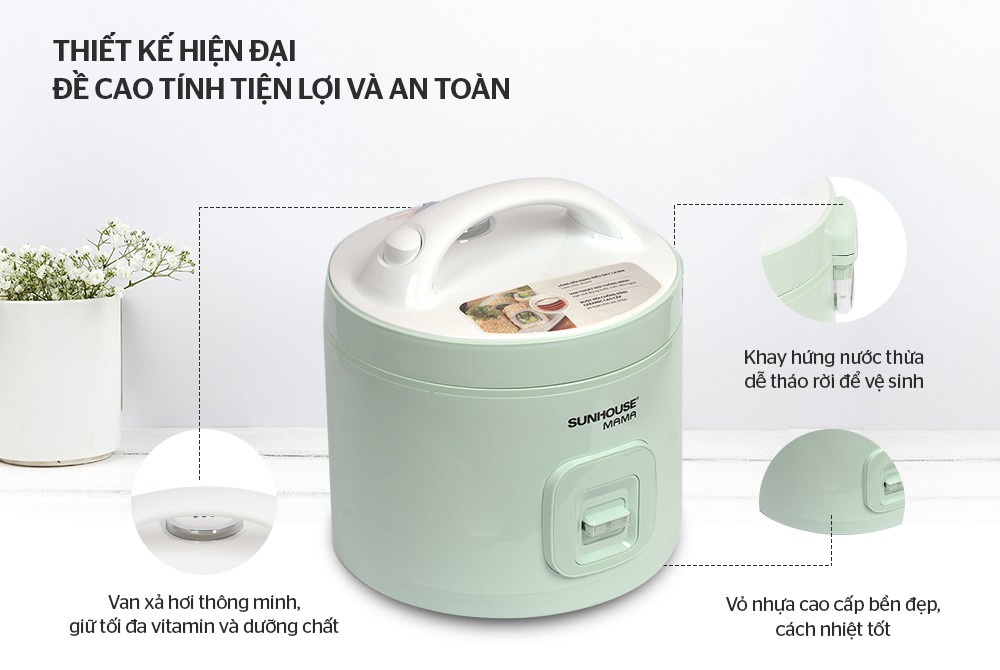 Nồi cơm điện Sunhouse SHD8665B 1.8 lít