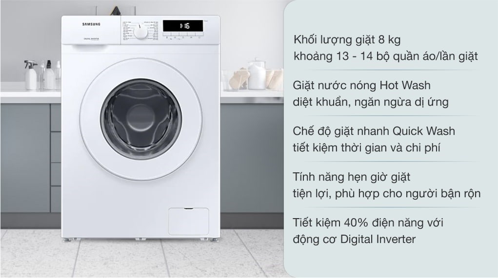 Máy giặt Samsung WW80T3020WW/SV Inverter 8kg mới 2021