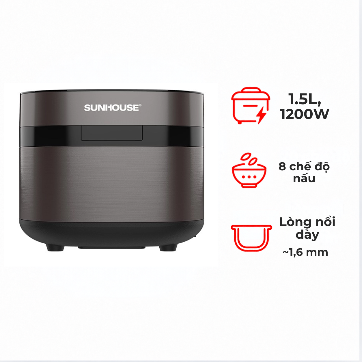Nồi cơm điện cao tần Sunhouse SHD8826 1.5 lít