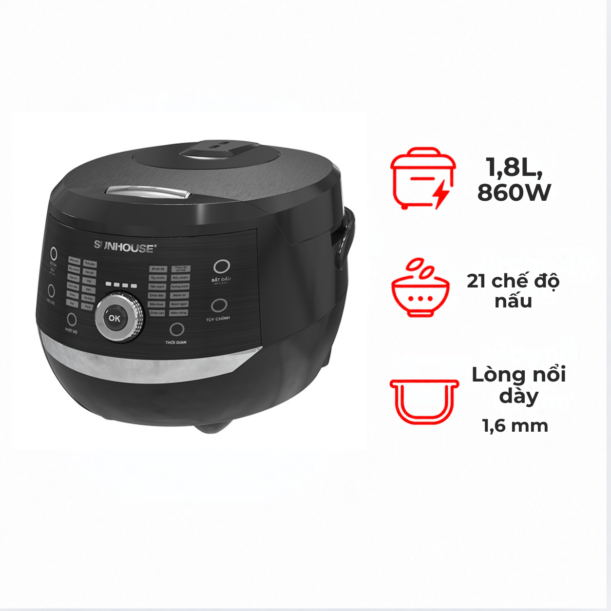 Nồi cơm điện Sunhouse SHD8911 1.8 lít