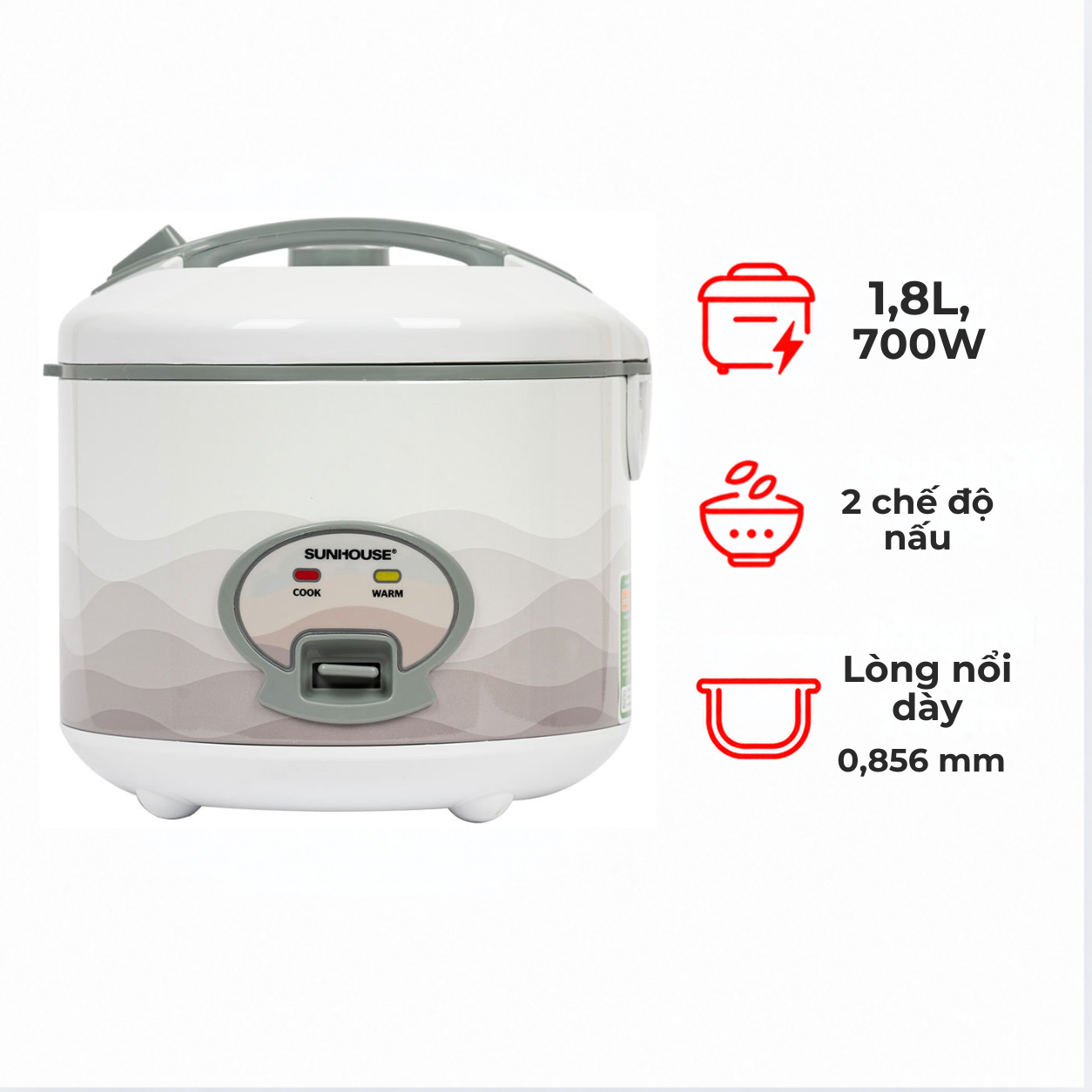 Nồi cơm điện Sunhouse SHD8602 1.8L