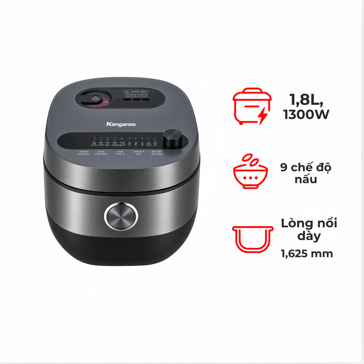 Nồi cơm cao tần Kangaroo 1.8 lít KG18RIH2