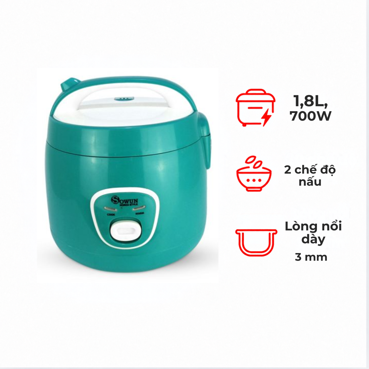 Nồi cơm điện Sowun SW632 1,8 lít