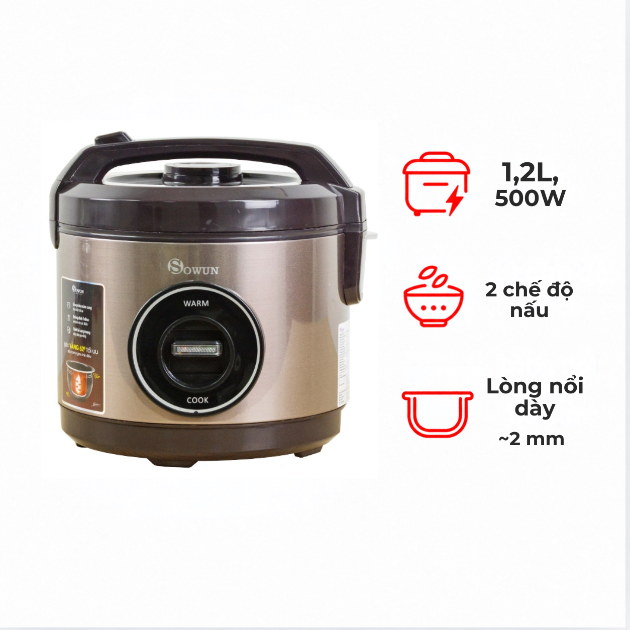 Nồi cơm điện Sowun SW637 1.2 lít
