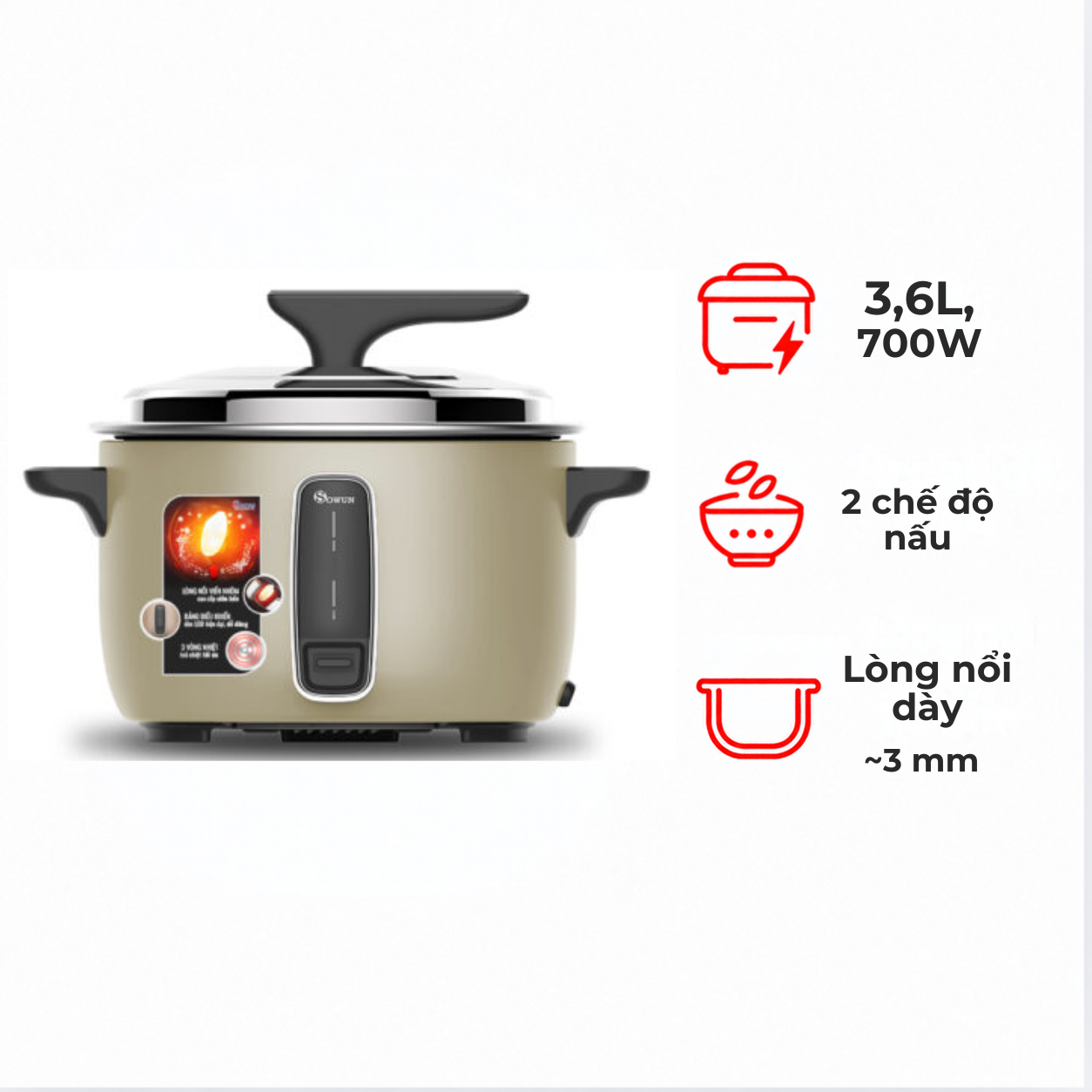 Nồi cơm điện Sowun SW6936 3.6 lít