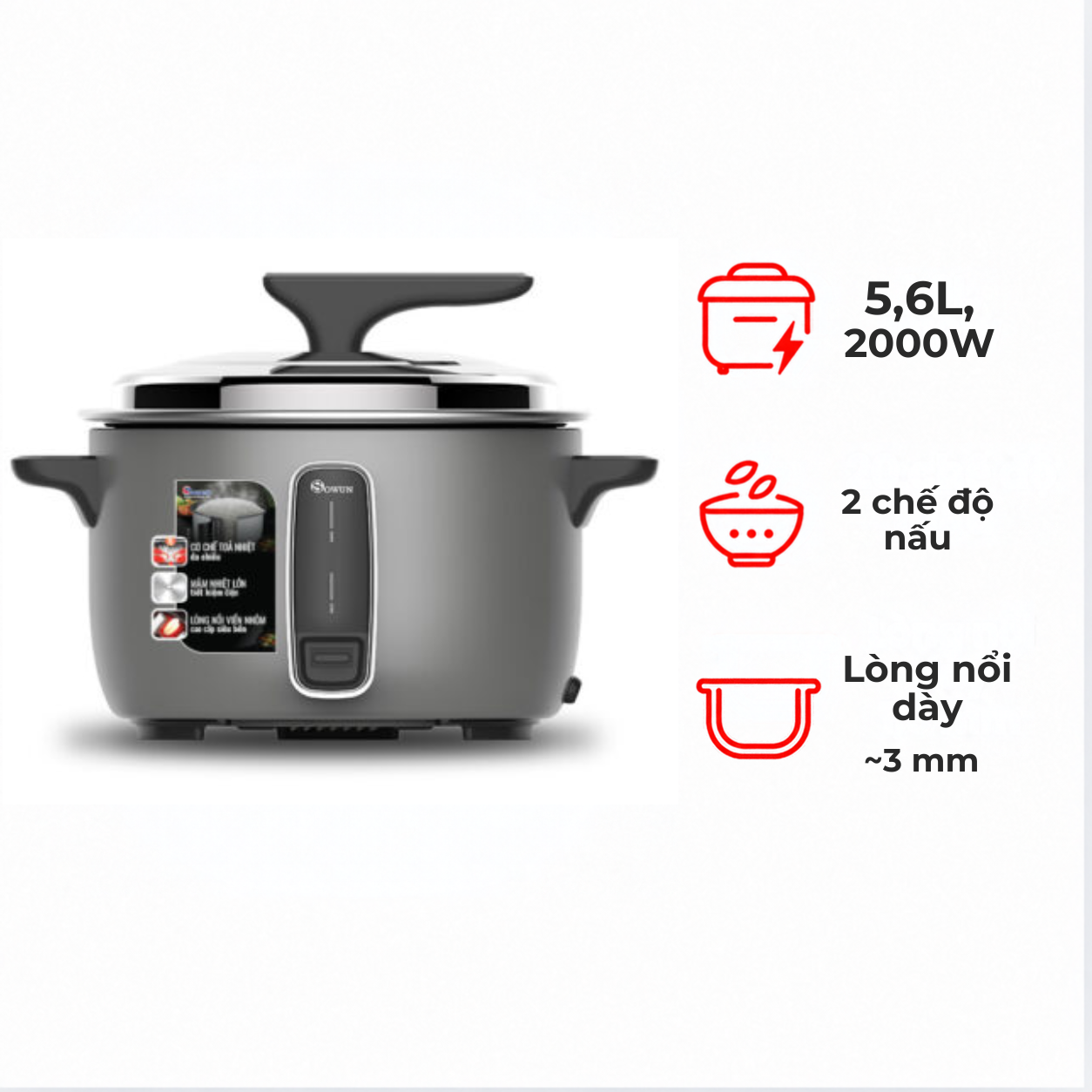 Nồi cơm điện Sowun SW6956 5.6 lít