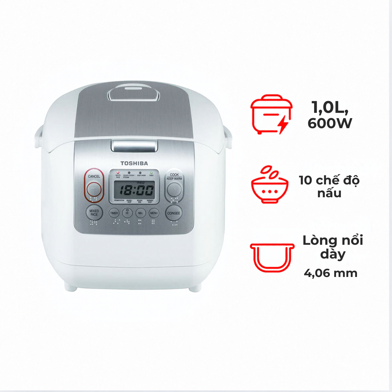 Nồi cơm điện tử Toshiba RC-10NMFVN(WT) 1 lít