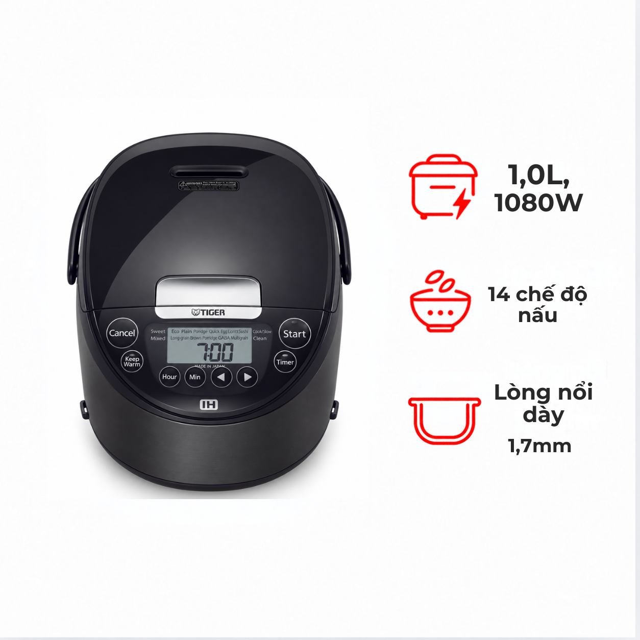 Nồi cơm điện cao tần Tiger JPW-H10V 1.0 lít 1080W