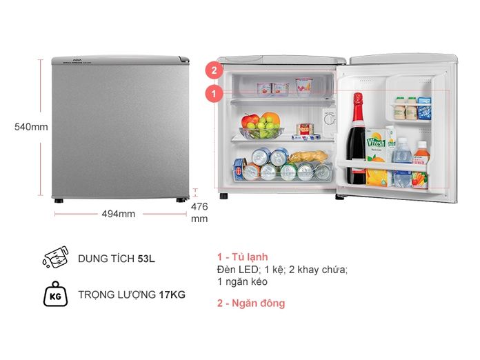 Tủ Lạnh AQUA AQR-55ER 50 Lít
