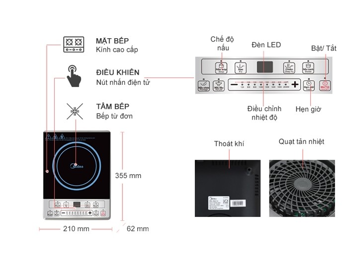 Bếp từ đơn Midea MI-B2015DE