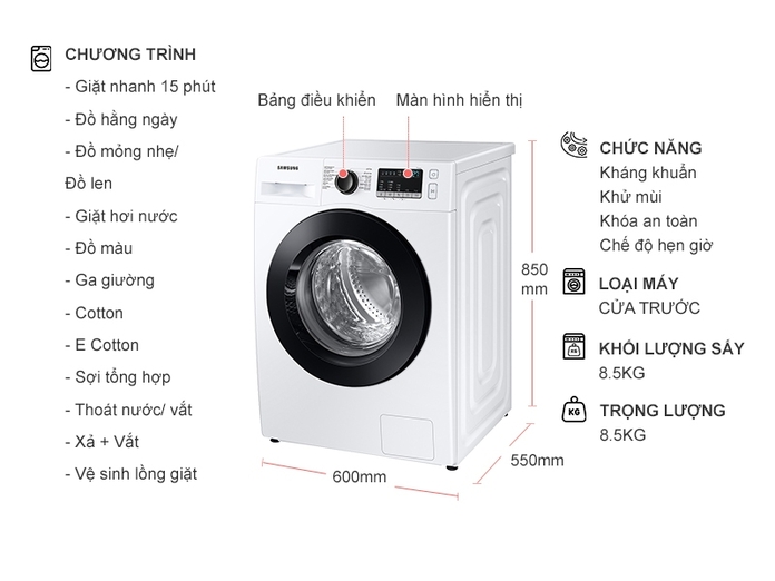 Máy giặt Samsung WW85T4040CE/SV Inverter 8.5 kg