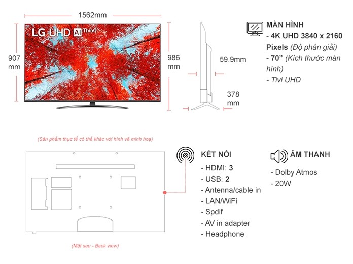 Tivi LG 70UQ9100PSD 4K 70 inch