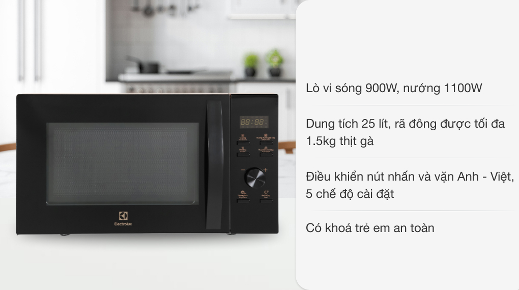 Lò vi sóng có kết hợp nướng 25 lít Electrolux EMG25D59EB