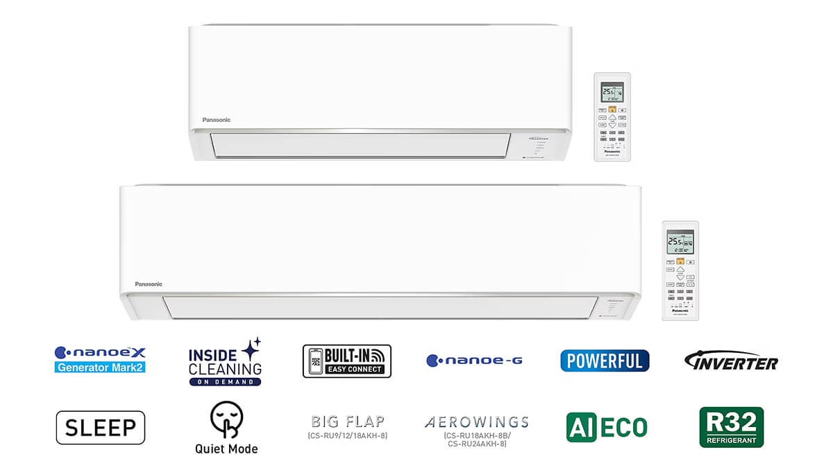 Điều hòa Panasonic 1 chiều 24000BTU Inverter R32 tiêu chuẩn CS/CU-RU24CKH-8D mới 2026