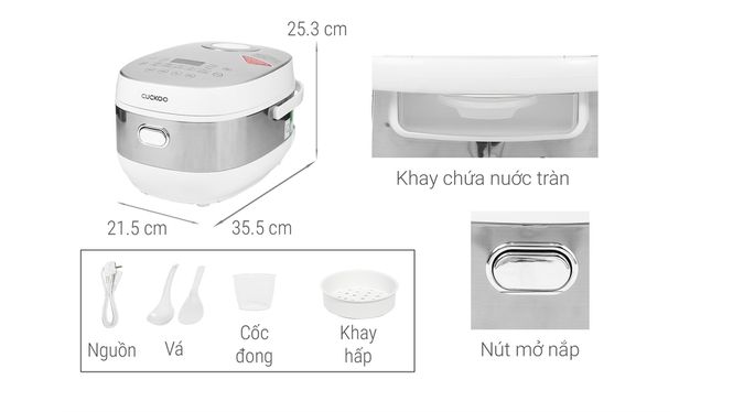 Nồi cơm điện tử Cuckoo CR-0690F/SIWHCRVNCV 1.08 lít màu trắng