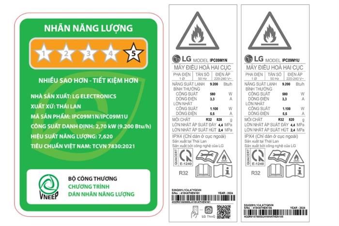 Điều hòa LG 1 chiều 9000BTU Inverter R32 IPC09M1 2025
