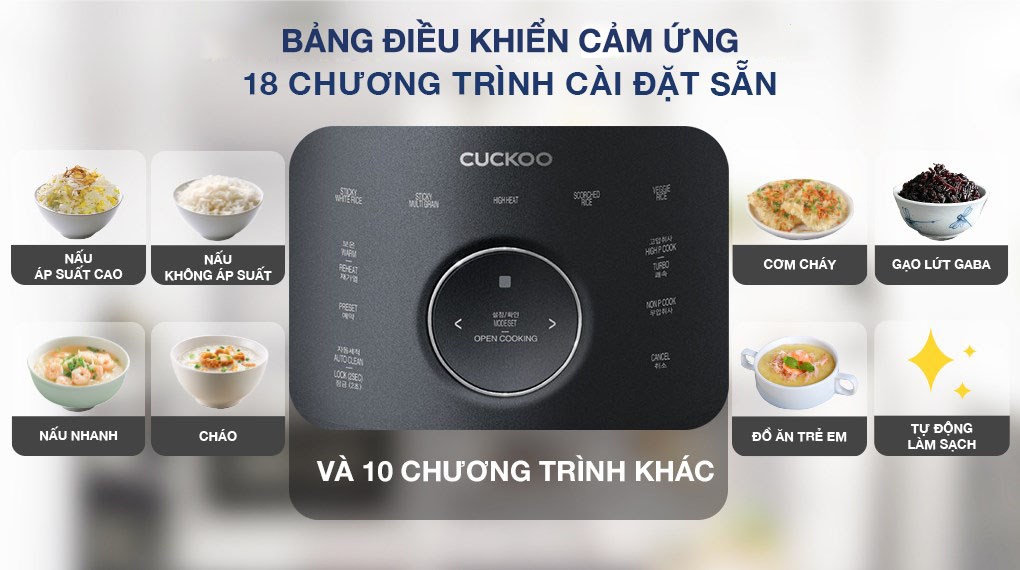 Nồi cơm điện cao tần áp suất kép Cuckoo CRP-LHTR1009F/BKSIV 1.8 lít màu đen