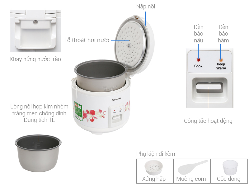Nồi cơm điện Panasonic SR-MVN107HRA 1 lít