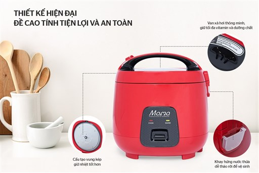Nồi cơm điện Sunhouse SHD8652R 1.8 lít màu đỏ