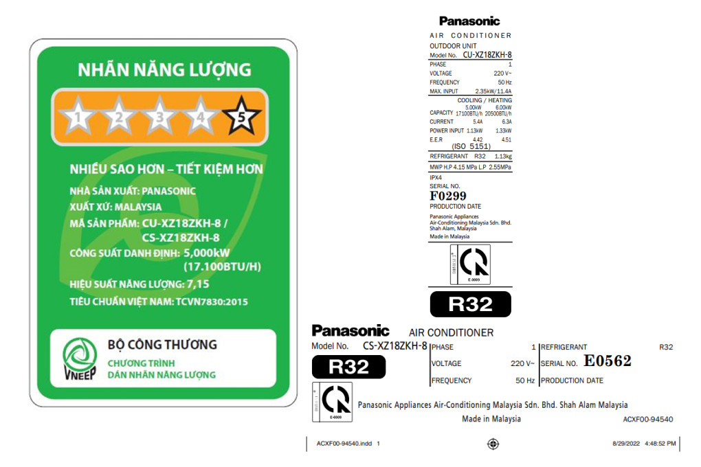 Điều hòa Panasonic 2 chiều CU/CS-XZ18ZKH-8 Inverter 18000BTU cao cấp nhập khẩu Malaysia