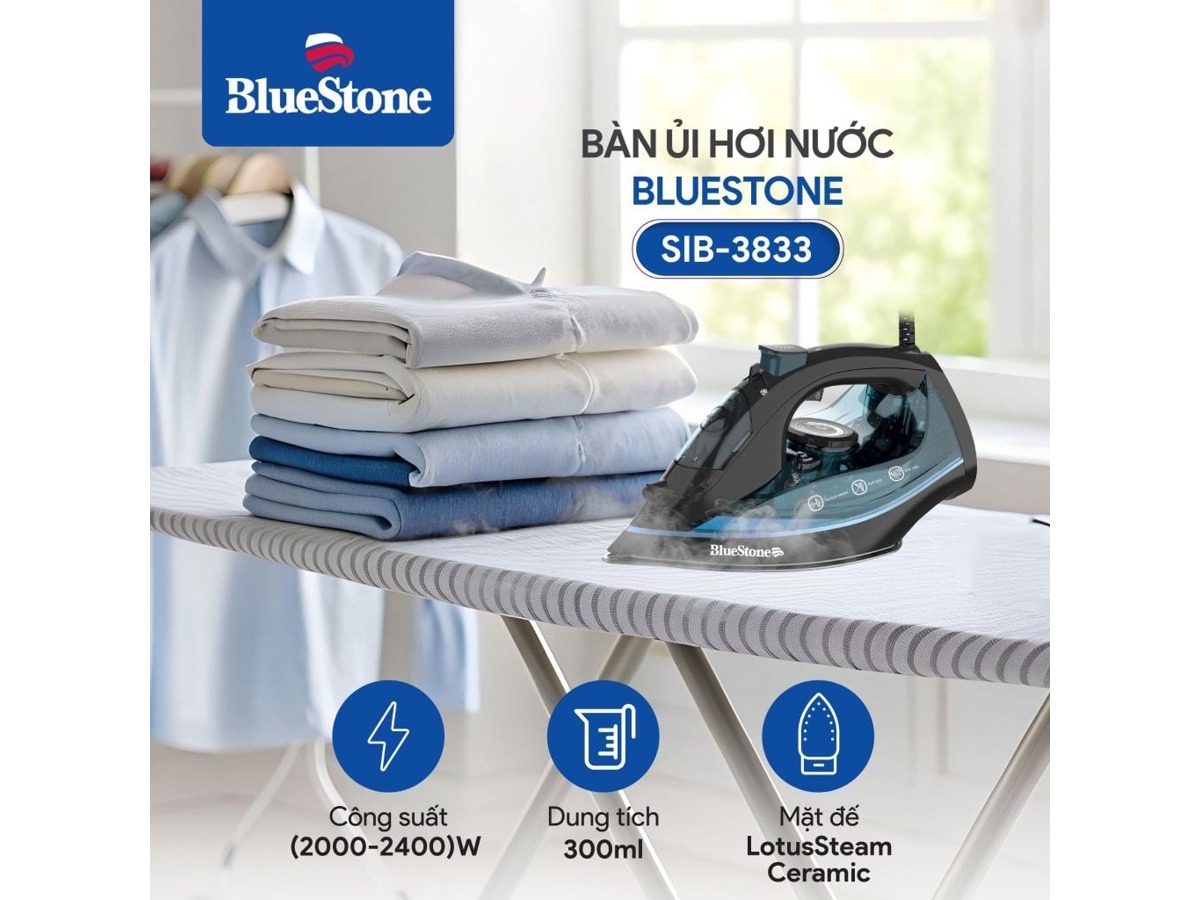 Bàn là hơi nước BlueStone SIB-3833 (300ml, 2.400W)