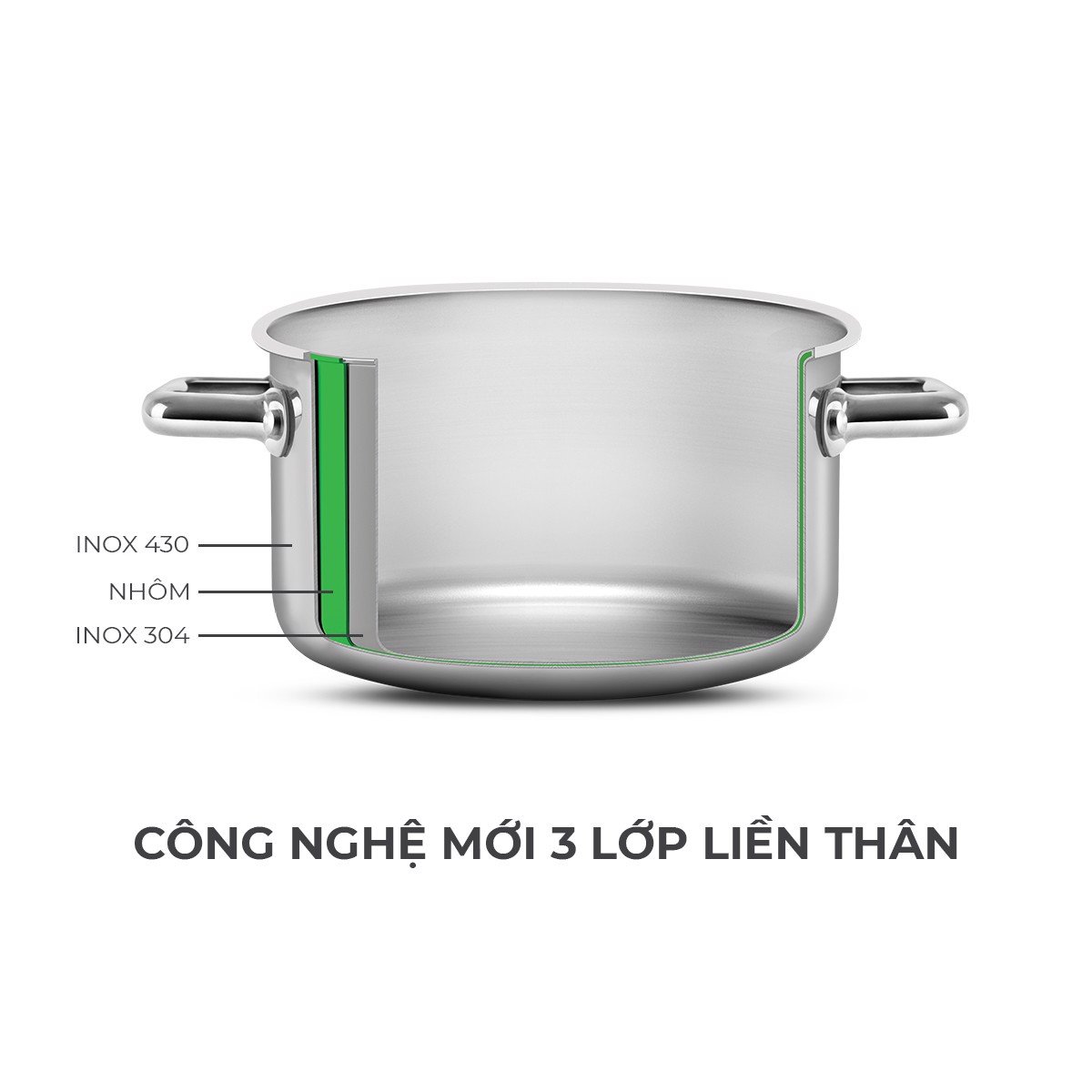 Bộ nồi Elmich 2358004 Inox liền khối Size 18,20,26, 26Cm