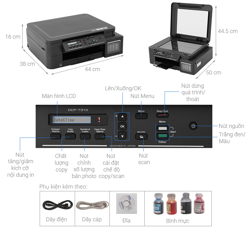 Máy in đa chức năng Brother DCP-T310(in màu, photo màu, scan màu)
