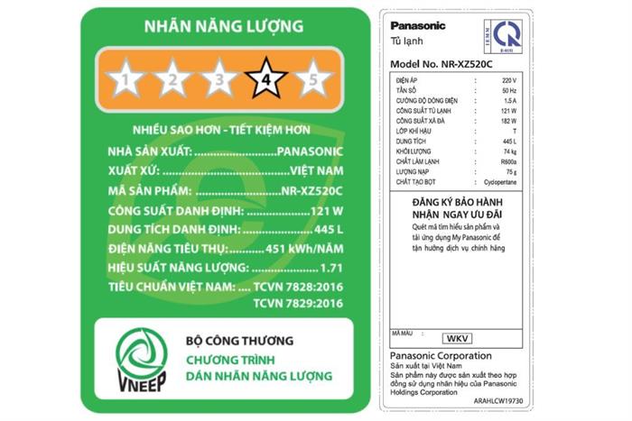 Tủ lạnh Panasonic NR-XZ520CWKV Inverter 445 lít