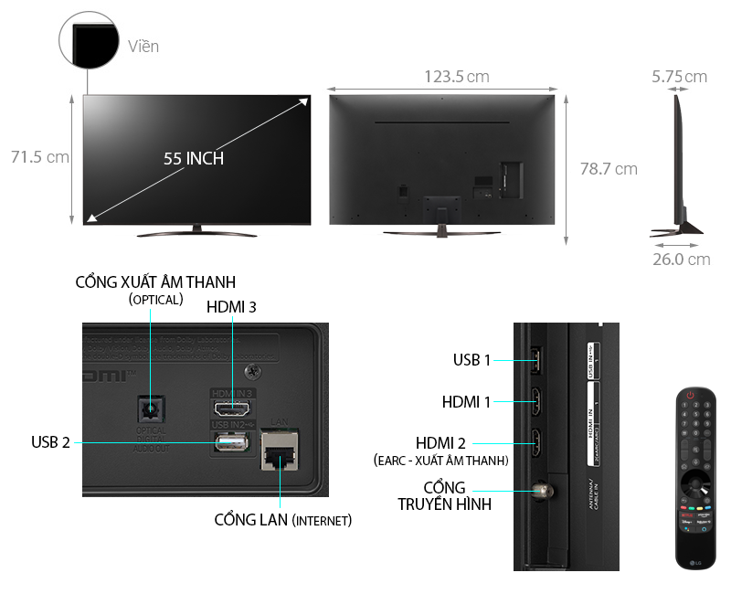 Smart Tivi LG 55UP8100PTB 4K 55 inch ThinQ AI Mới 2021