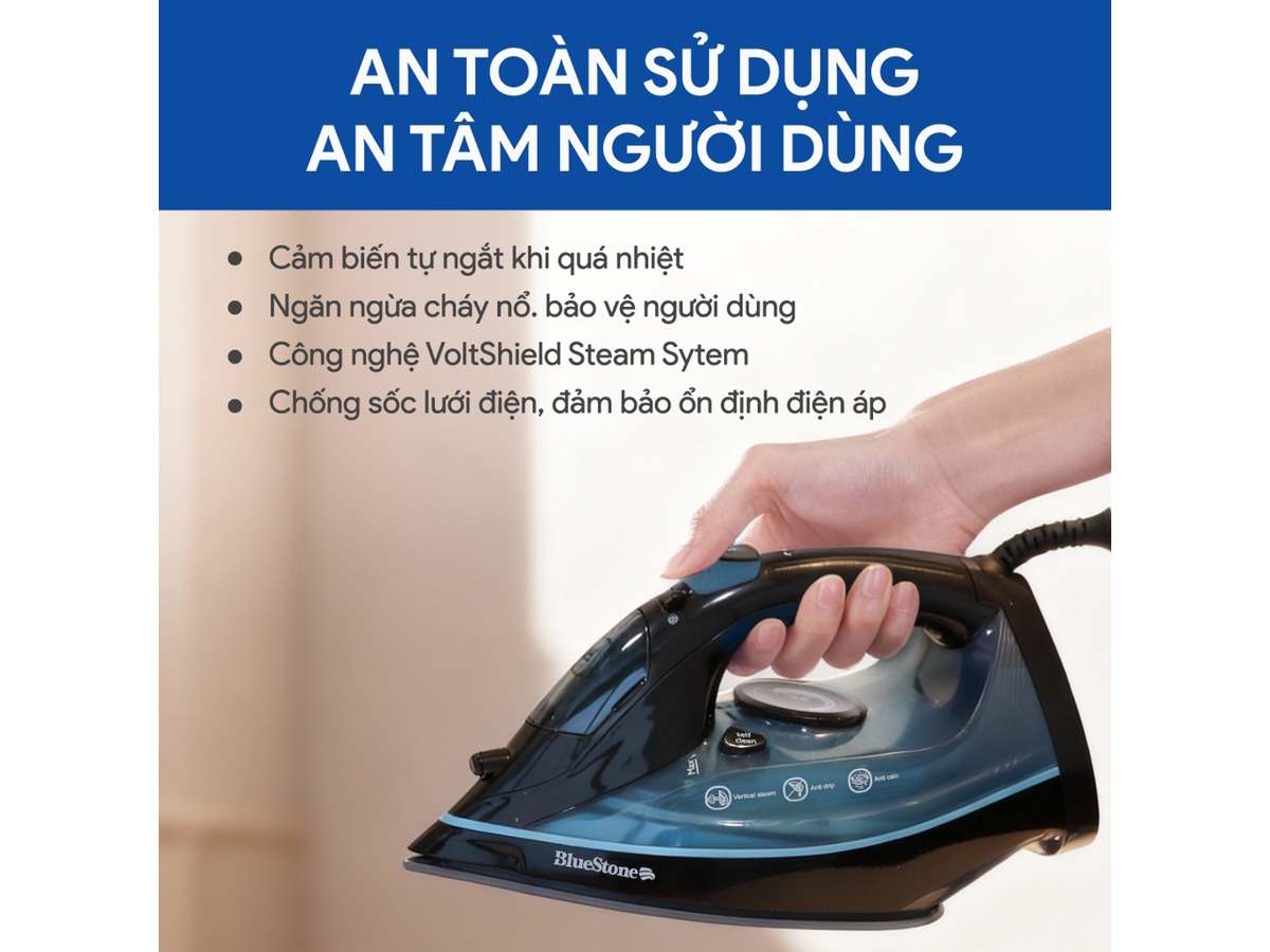 Bàn là hơi nước BlueStone SIB-3833 (300ml, 2.400W)