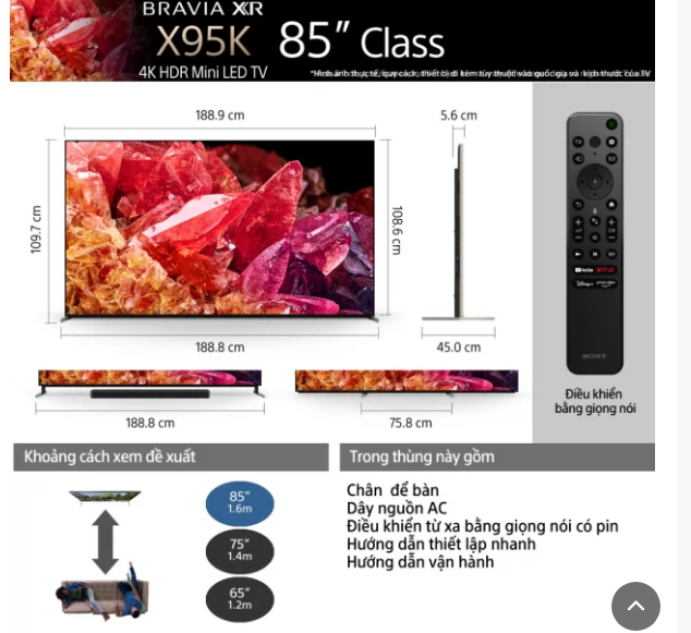 Tivi Sony XR-85X95K Mini LED 4K 85 inch 2022