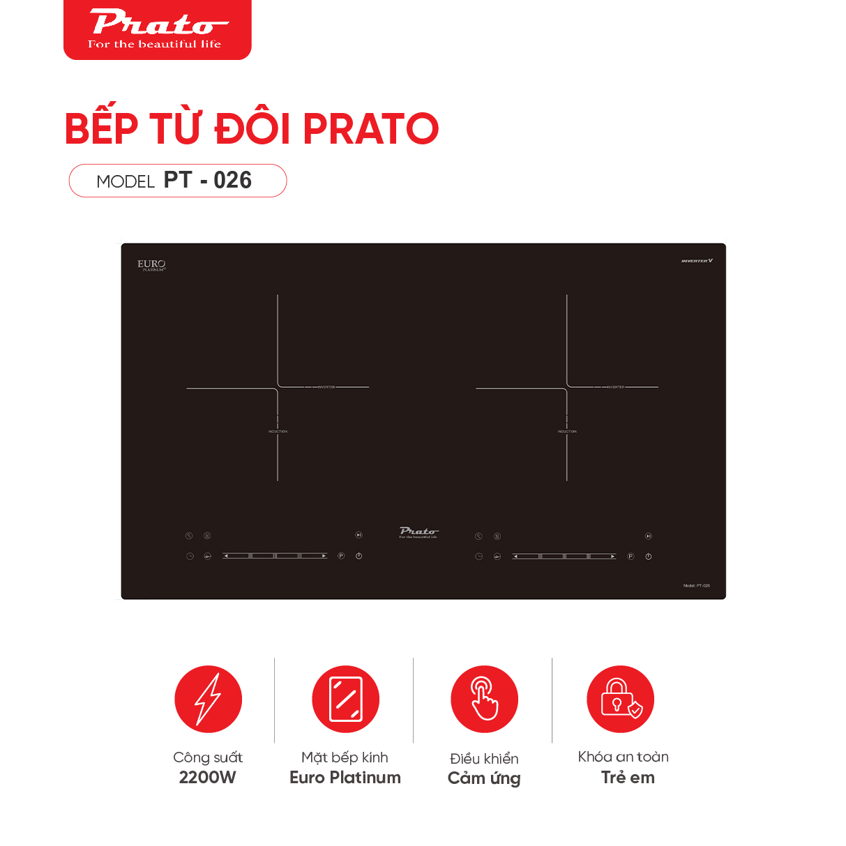 Bếp từ đôi Prato PT-026