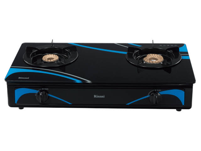 Bếp ga dương Rinnai RV-3715GL(BC) mặt kính màu đen vân xanh