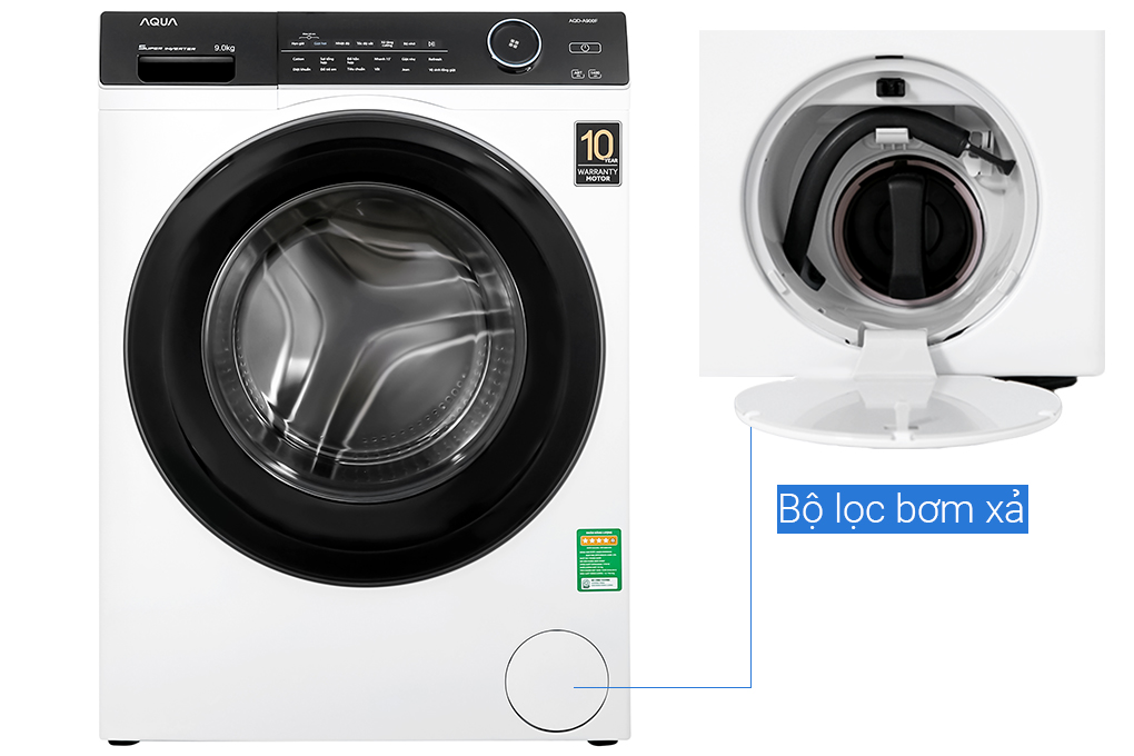 Máy giặt Aqua AQD-A900F.W Inverter 9 KG Mới 2021