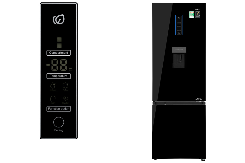 Tủ lạnh Aqua AQR-B379MA(WGB) Inverter 324 lít