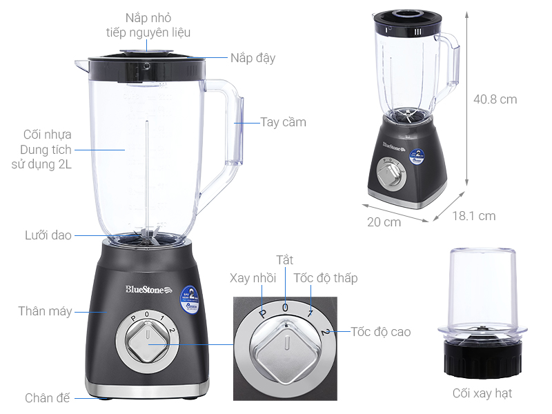 Máy xay sinh tố đa năng Bluestone BLB-5323 - 2 cối