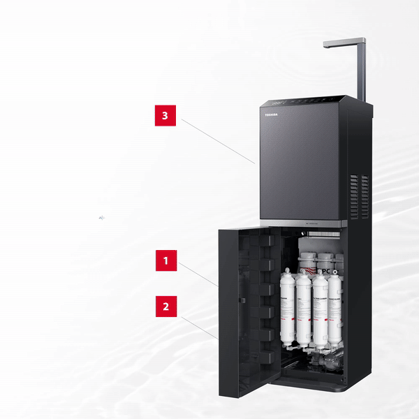 Máy lọc nước RO Toshiba TWP-W2396SVN(M) 10 cấp lọc nóng nguội lạnh block 1 vòi