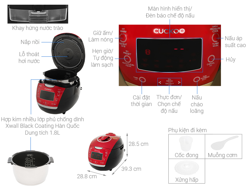 Nồi cơm điện cao tần áp suất Cuckoo CRP-HUS1000F  1.8 lít