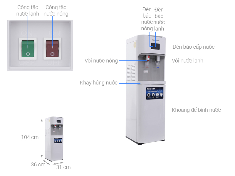 Cây nuớc nóng lạnh hút bình Toshiba RWF-W1669BV(W1)