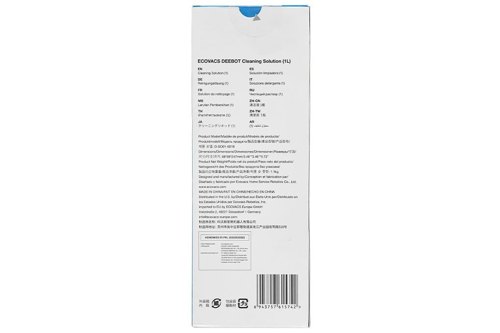 Nước lau sàn cho Robot hút bụi 1 lít Ecovacs D-SO01-0019