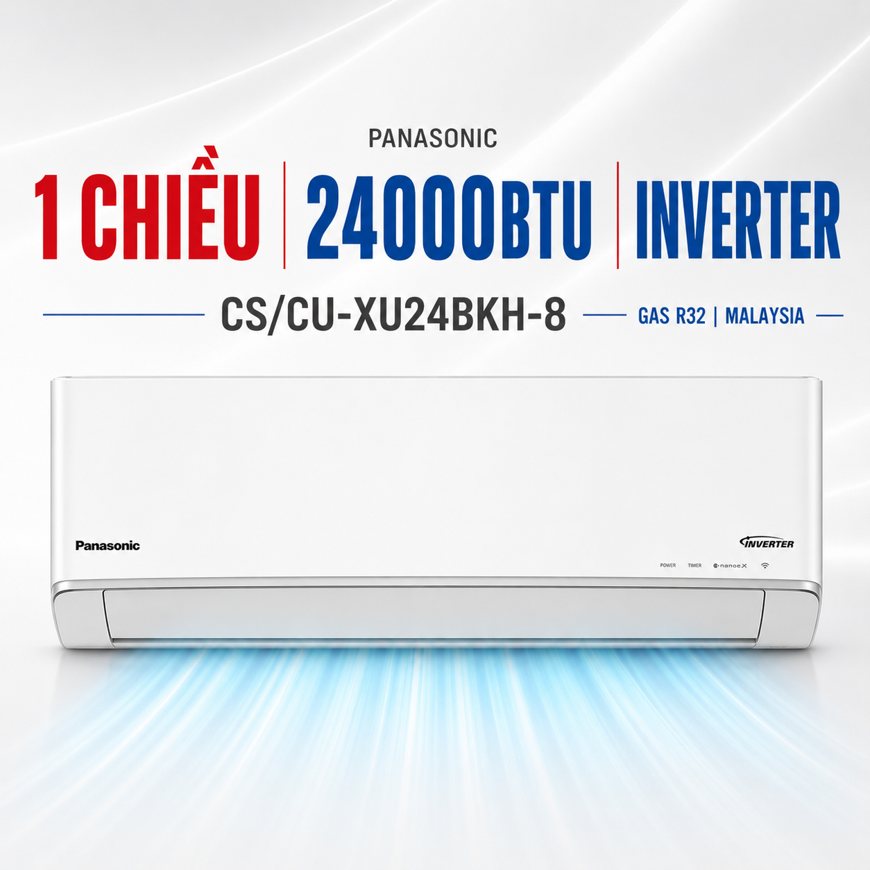 Điều hòa Panasonic  1 chiều 24000BTU Inverter CS/CU-XU24BKH-8 cao cấp