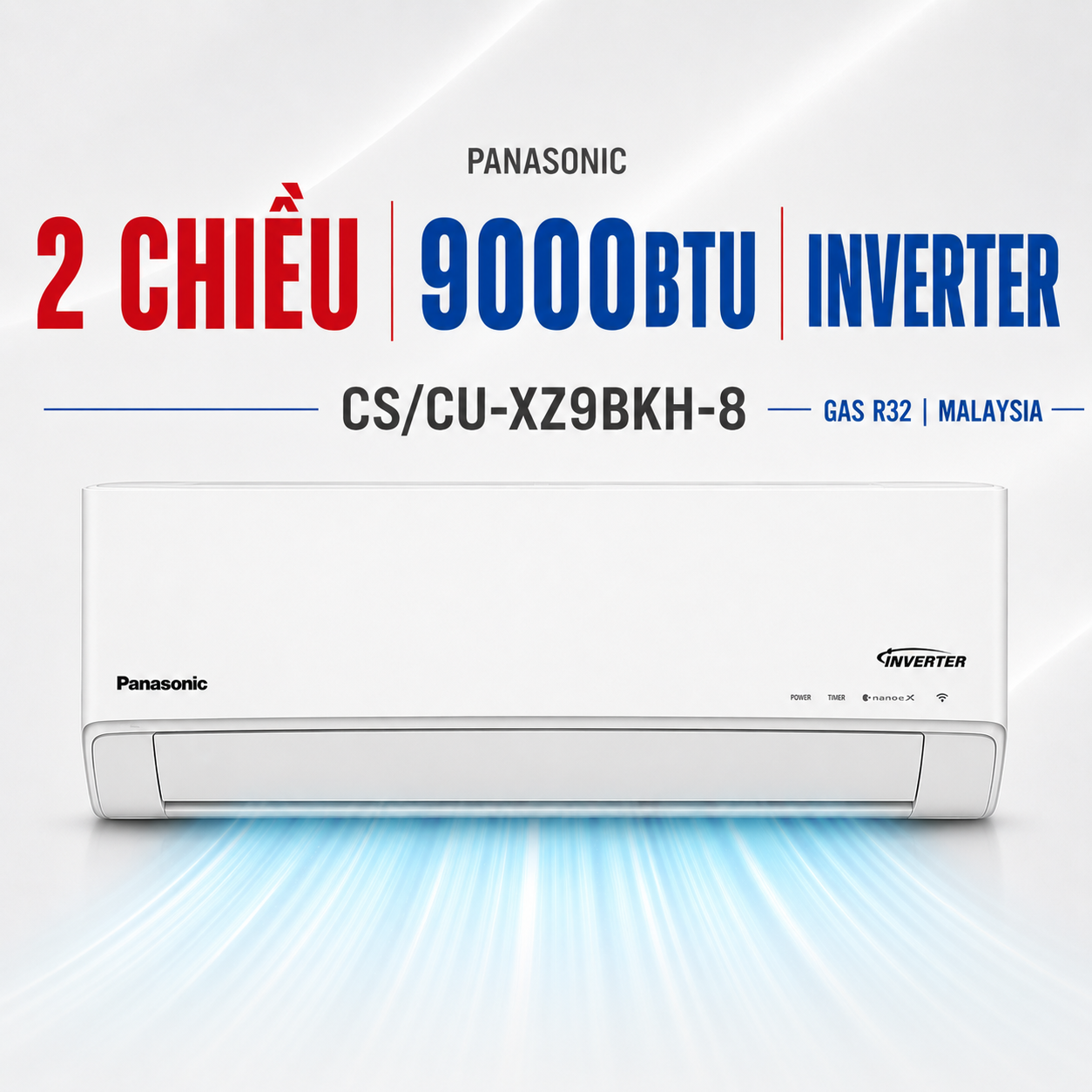 Điều hòa Panasonic 2 chiều 9000Btu Inverter CS/CU-XZ9BKH-8 cao cấp