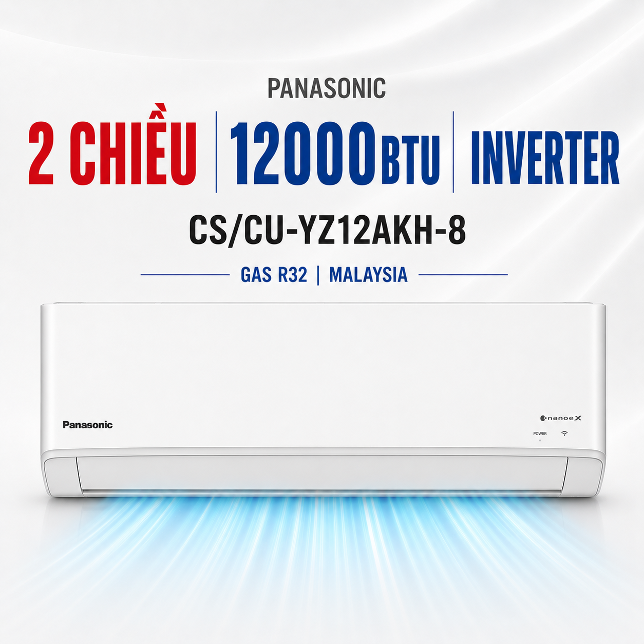 Điều hòa Panasonic 2 chiều 12000BTU Inverter CS/CU-YZ12AKH-8 tiêu chuẩn