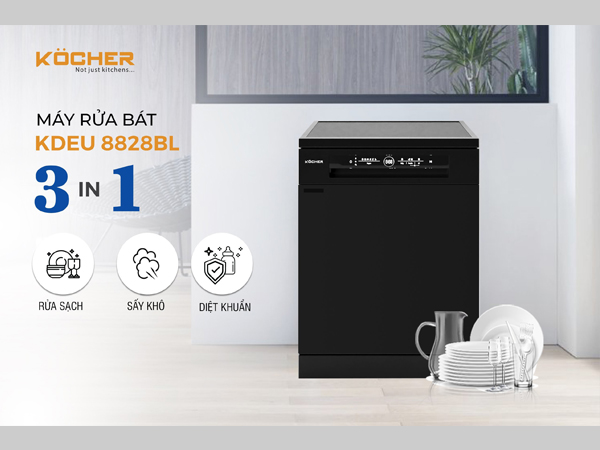 Máy rửa bát Kocher KDEU-8828BLACK 13 bộ màu đen