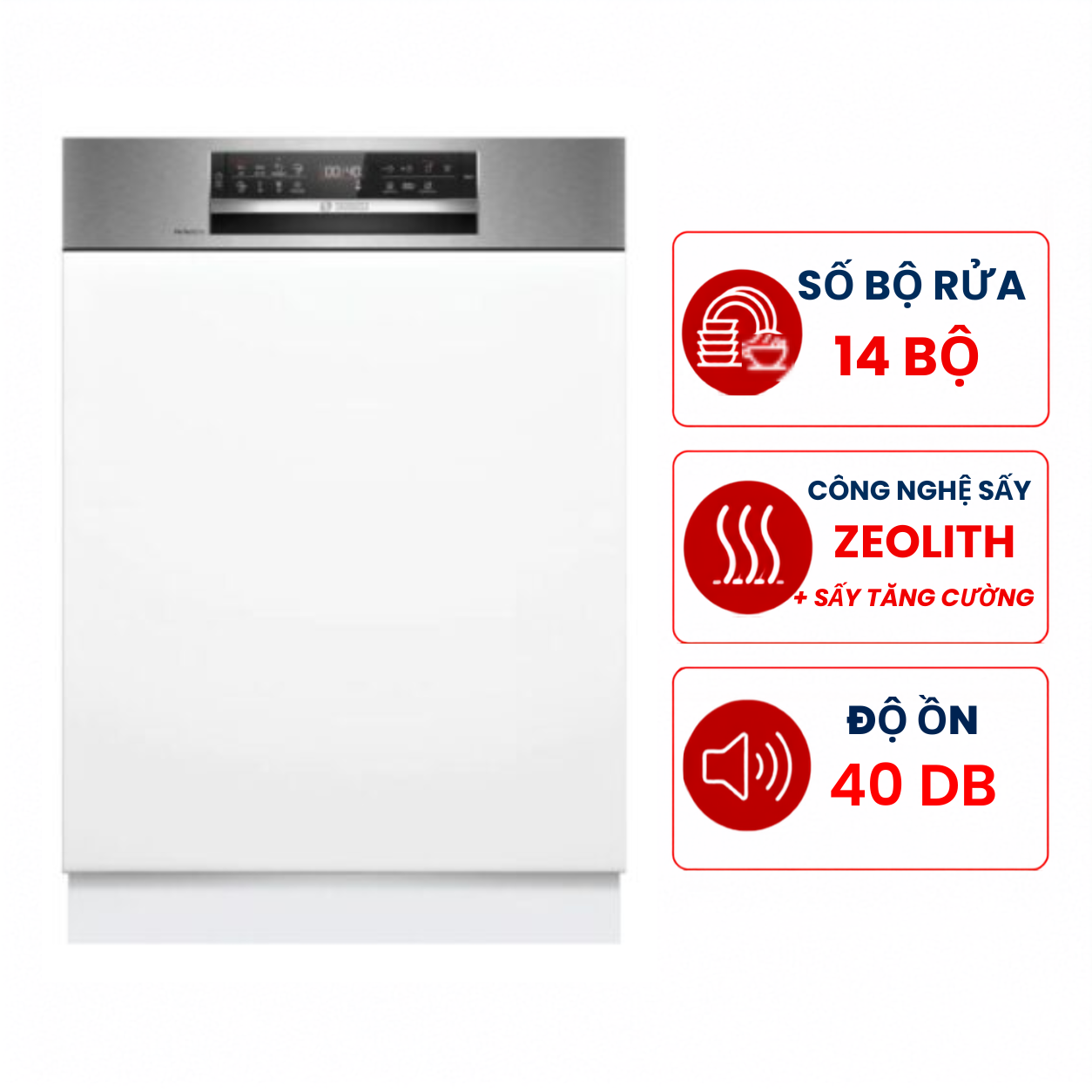 Máy rửa bát Bosch SMI6ZCS16E serie 6 bán âm nhập khẩu Đức sấy Zeolith