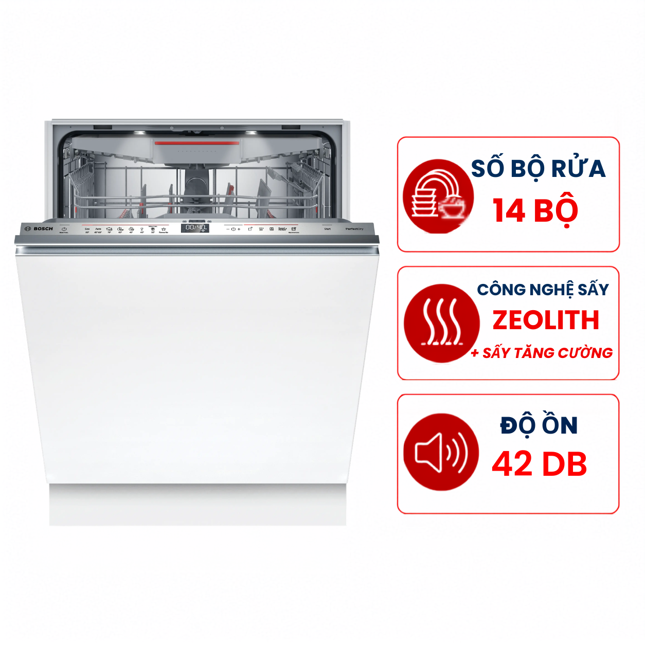 Máy rửa bát Bosch SMV6ZCX49E Seri 6, 14 bộ âm tủ sấy Zeolith, nhập Đức