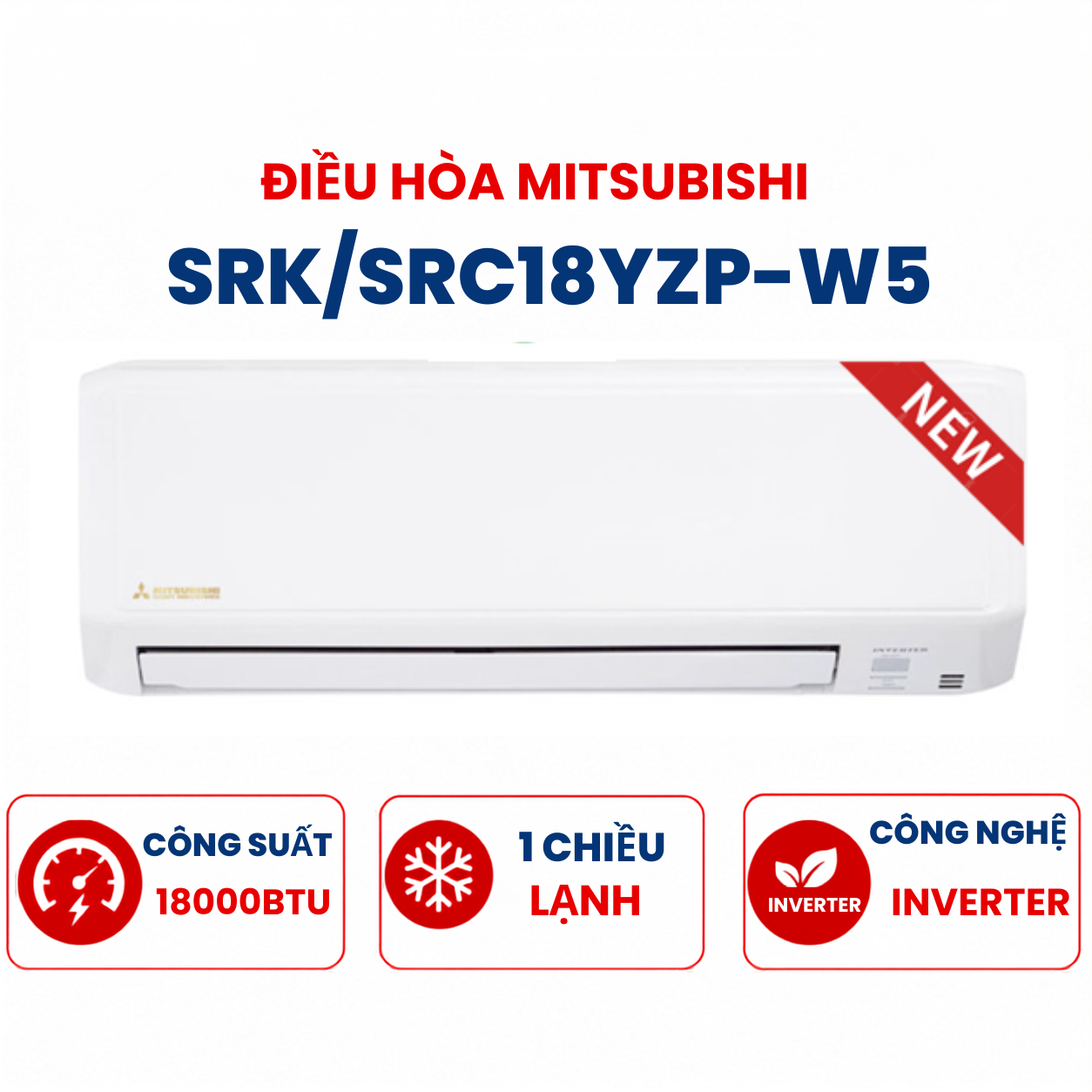 Điều hòa Mitsubishi Heavy 1 chiều 18000BTU Inverter SRK18YZP-W5